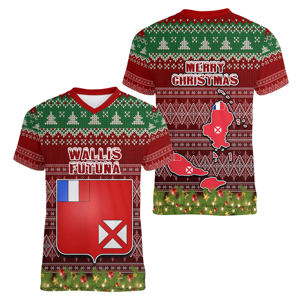 wallis-and-futuna-christmas-women-v-neck-t-shirt-coat-of-arms-and-map-beautiful-merry-xmas-snowflake