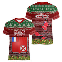 wallis-and-futuna-christmas-women-v-neck-t-shirt-coat-of-arms-and-map-beautiful-merry-xmas-snowflake