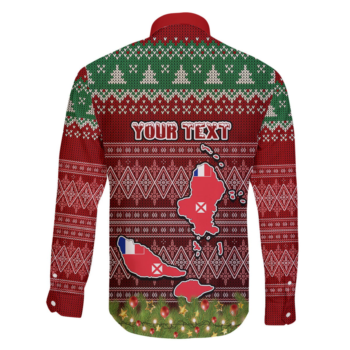 personalised-wallis-and-futuna-christmas-family-matching-mermaid-dress-and-hawaiian-shirt-coat-of-arms-and-map-beautiful-merry-xmas-snowflake