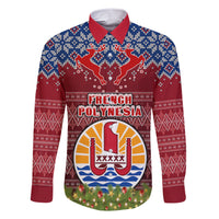 french-polynesia-christmas-family-matching-short-sleeve-bodycon-dress-and-hawaiian-shirt-coat-of-arms-and-map-beautiful-merry-xmas-snowflake