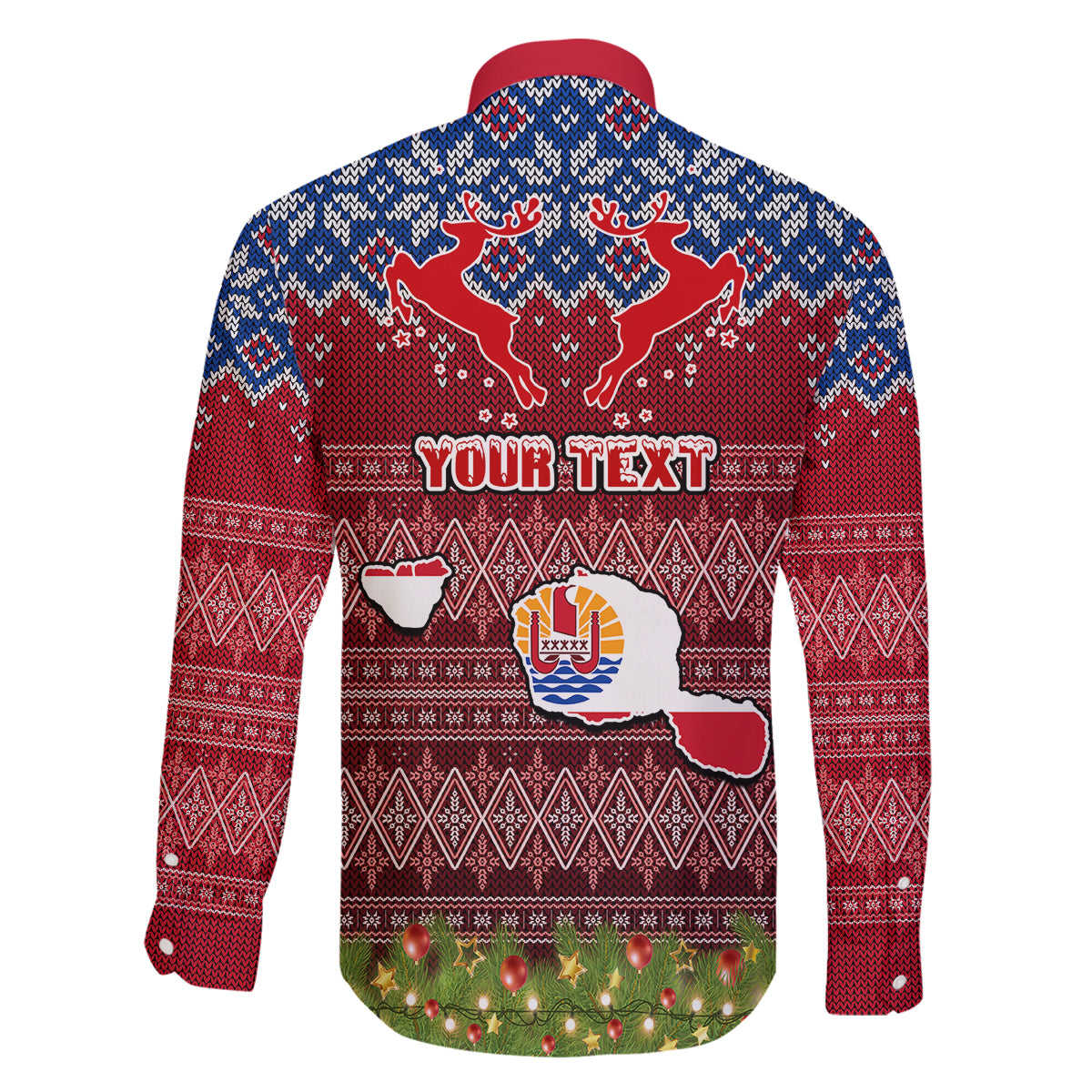 personalised-french-polynesia-christmas-family-matching-off-shoulder-short-dress-and-hawaiian-shirt-coat-of-arms-and-map-beautiful-merry-xmas-snowflake