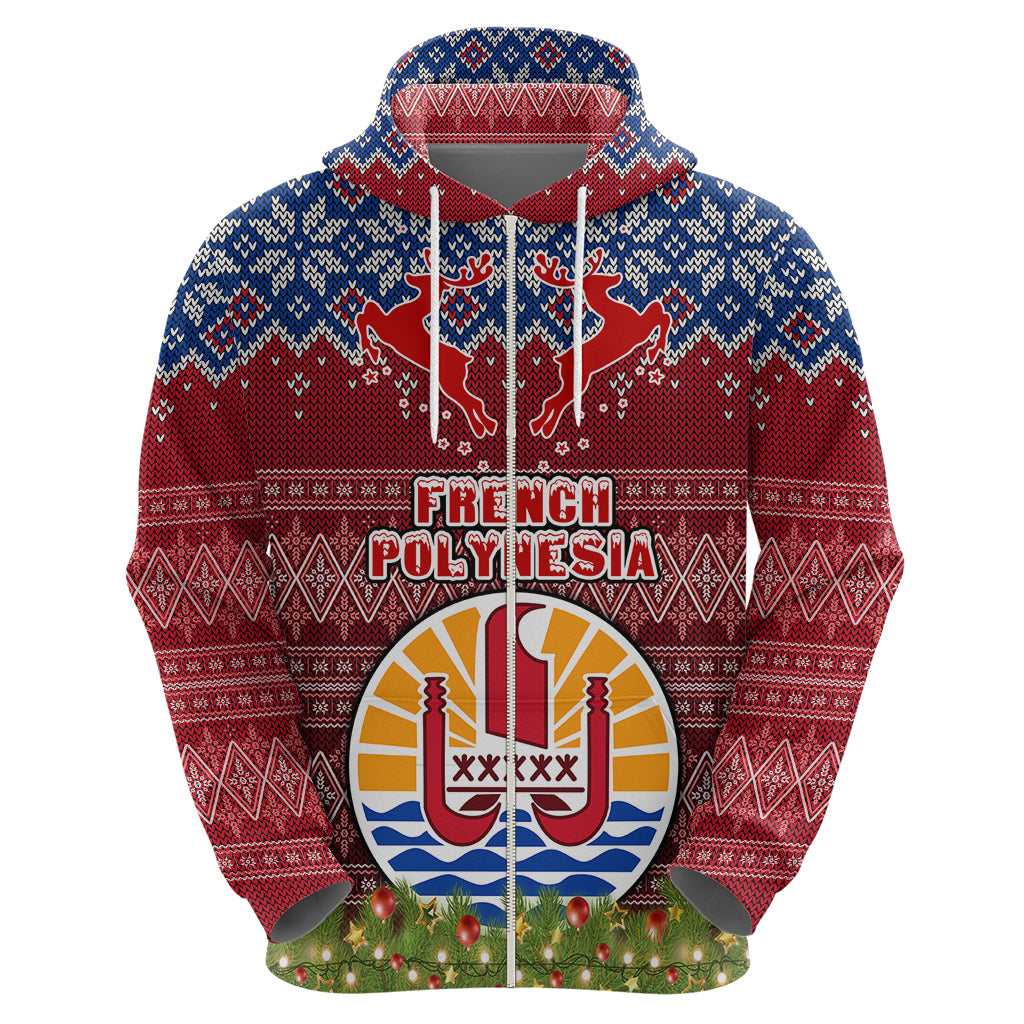 Personalised French Polynesia Christmas Hoodie Coat of Arms and Map Beautiful Merry Xmas Snowflake LT03 - Polynesian Pride