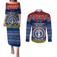 northern-mariana-islands-christmas-couples-matching-puletasi-dress-and-long-sleeve-button-shirts-coat-of-arms-and-map-beautiful-merry-xmas-snowflake