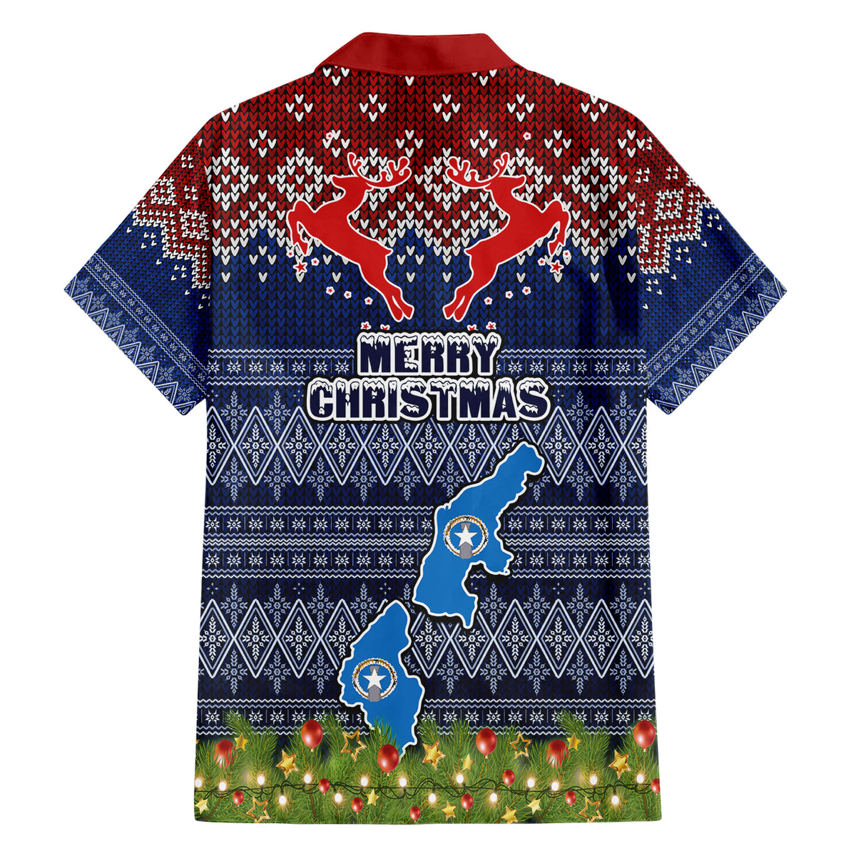 northern-mariana-islands-christmas-family-matching-short-sleeve-bodycon-dress-and-hawaiian-shirt-coat-of-arms-and-map-beautiful-merry-xmas-snowflake