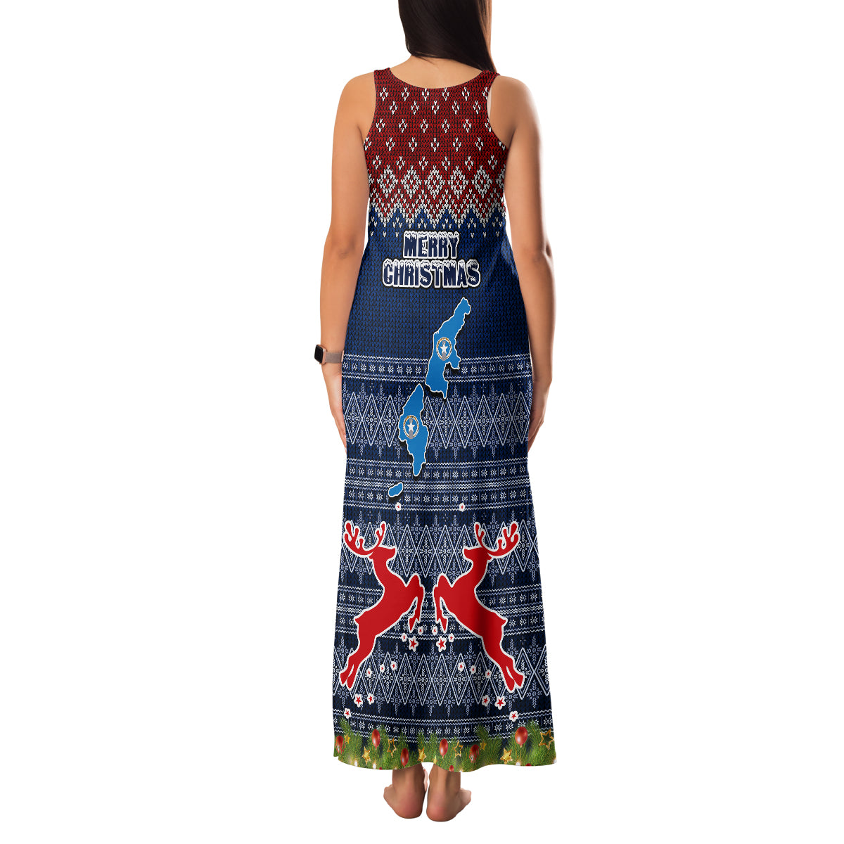northern-mariana-islands-christmas-family-matching-tank-maxi-dress-and-hawaiian-shirt-coat-of-arms-and-map-beautiful-merry-xmas-snowflake
