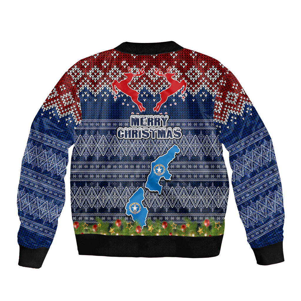 northern-mariana-islands-christmas-sleeve-zip-bomber-jacket-coat-of-arms-and-map-beautiful-merry-xmas-snowflake