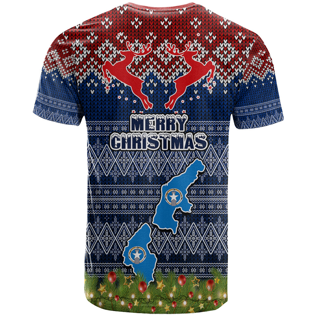 Northern Mariana Islands Christmas T Shirt Coat of Arms and Map Beautiful Merry Xmas Snowflake LT03 - Polynesian Pride