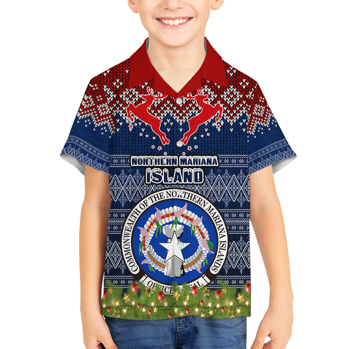 personalised-northern-mariana-islands-christmas-family-matching-long-sleeve-bodycon-dress-and-hawaiian-shirt-coat-of-arms-and-map-beautiful-merry-xmas-snowflake
