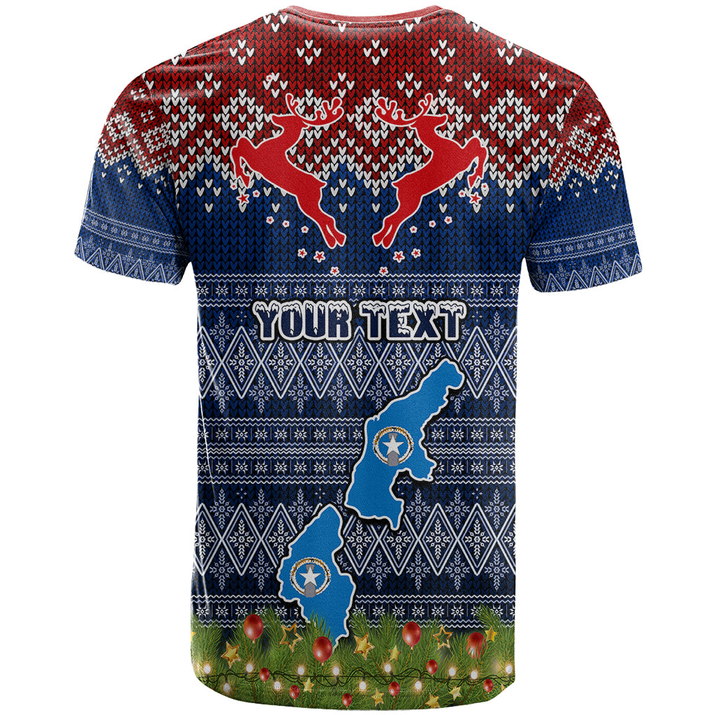 Personalised Northern Mariana Islands Christmas T Shirt Coat of Arms and Map Beautiful Merry Xmas Snowflake LT03 - Polynesian Pride