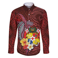 Tonga Humpback Whale Family Matching Long Sleeve Bodycon Dress and Hawaiian Shirt National Seal with Hibiscus and Polynesian Tattoo