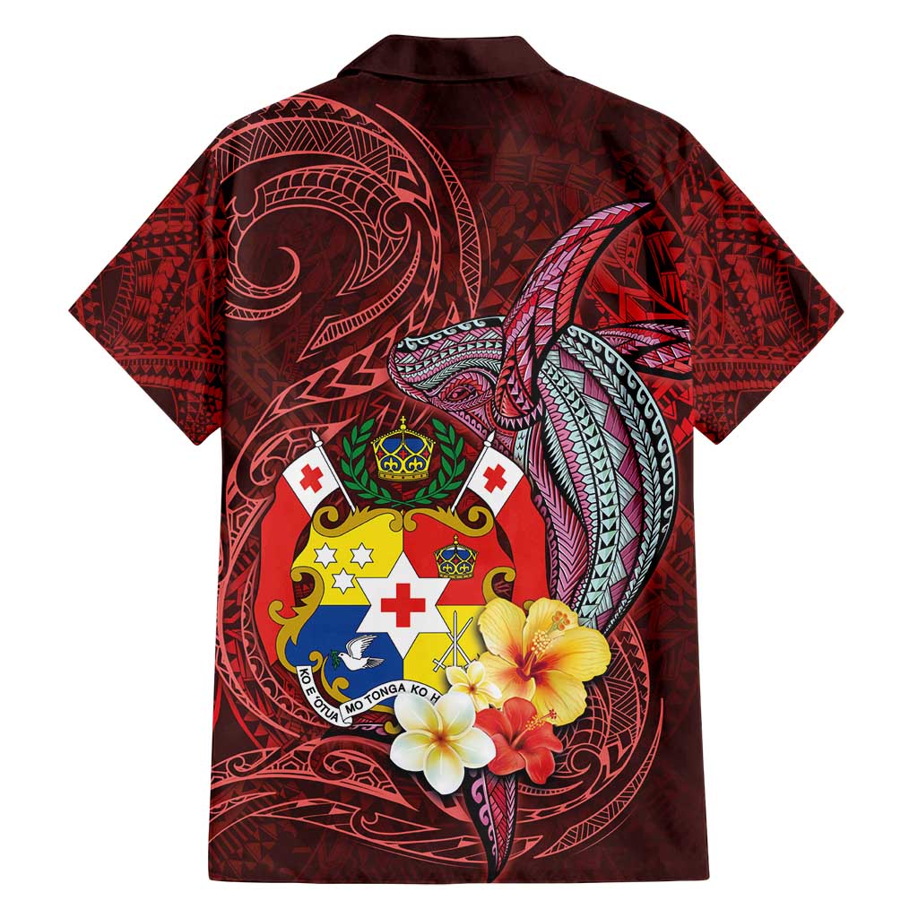 Tonga Humpback Whale Family Matching Puletasi and Hawaiian Shirt National Seal with Hibiscus and Polynesian Tattoo