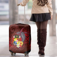 Tonga Humpback Whale Luggage Cover National Seal with Hibiscus and Polynesian Tattoo LT03 - Polynesian Pride