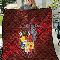 Tonga Humpback Whale Quilt National Seal with Hibiscus and Polynesian Tattoo LT03 Red - Polynesian Pride