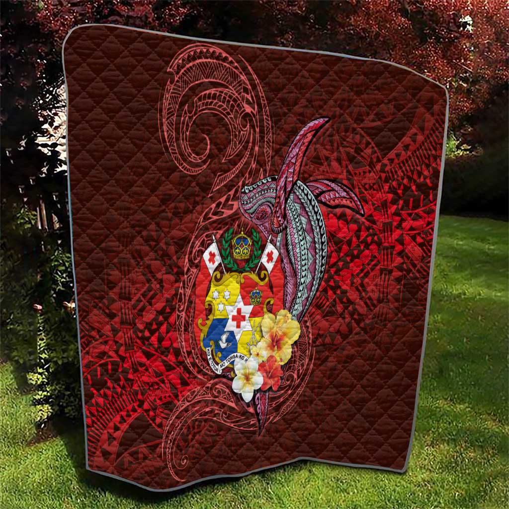 Tonga Humpback Whale Quilt National Seal with Hibiscus and Polynesian Tattoo LT03 - Polynesian Pride