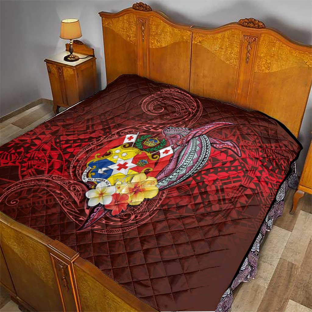 Tonga Humpback Whale Quilt National Seal with Hibiscus and Polynesian Tattoo LT03 - Polynesian Pride