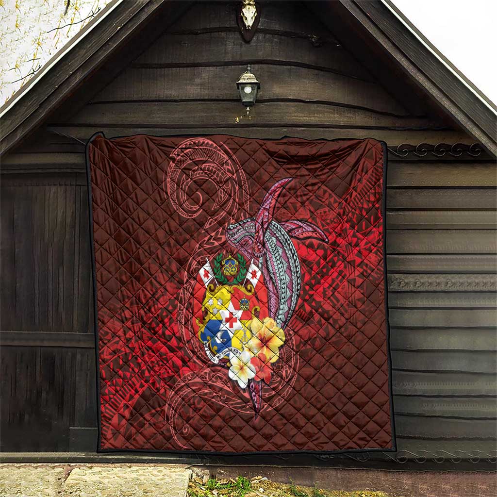 Tonga Humpback Whale Quilt National Seal with Hibiscus and Polynesian Tattoo LT03 - Polynesian Pride