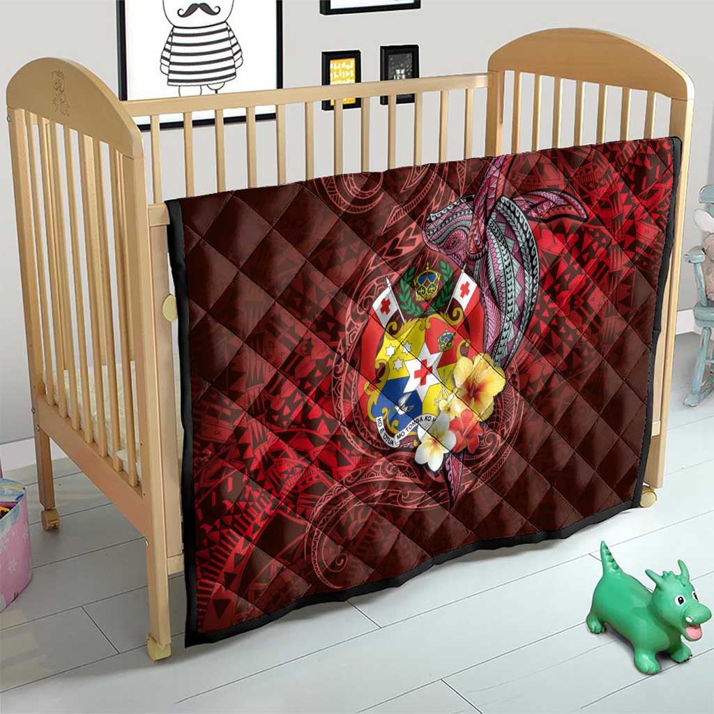 Tonga Humpback Whale Quilt National Seal with Hibiscus and Polynesian Tattoo LT03 - Polynesian Pride