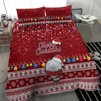 Palau Christmas Bedding Set Snowman and Palau Coat of Arms Maori Tribal Xmas Style LT03 - Polynesian Pride