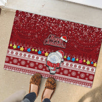 Palau Christmas Rubber Doormat Snowman and Palau Coat of Arms Maori Tribal Xmas Style LT03 - Polynesian Pride