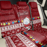 Personalised Palau Christmas Back Car Seat Cover Snowman and Palau Coat of Arms Maori Tribal Xmas Style