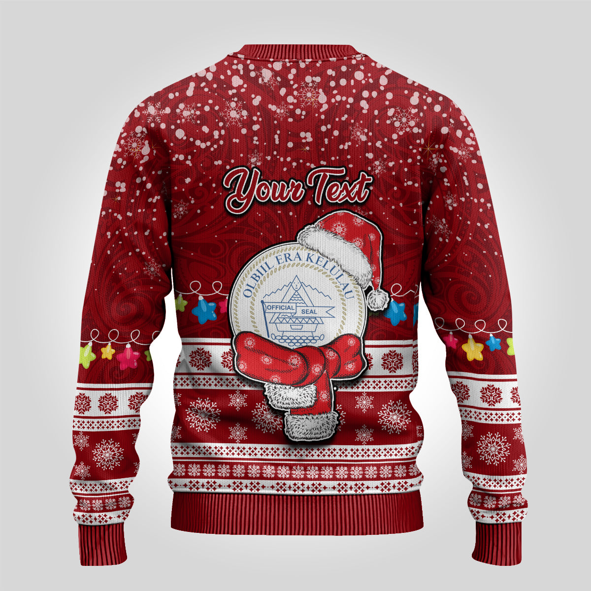 Personalised Palau Christmas Ugly Christmas Sweater Snowman and Palau Coat of Arms Maori Tribal Xmas Style LT03 - Polynesian Pride