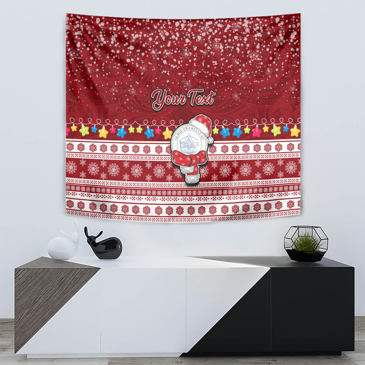 Personalised Palau Christmas Tapestry Snowman and Palau Coat of Arms Maori Tribal Xmas Style LT03 - Polynesian Pride