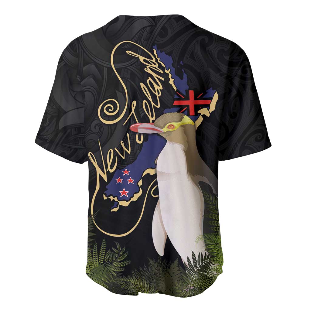 New Zealand Hoiho Baseball Jersey Maori Art Tattoo and Silver Fern LT03 - Polynesian Pride