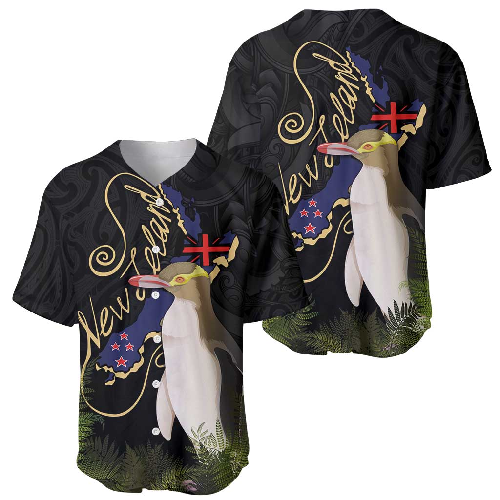 New Zealand Hoiho Baseball Jersey Maori Art Tattoo and Silver Fern LT03 - Polynesian Pride
