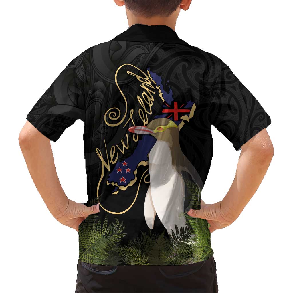 New Zealand Hoiho Family Matching Tank Maxi Dress and Hawaiian Shirt Maori Art Tattoo and Silver Fern LT03 - Polynesian Pride