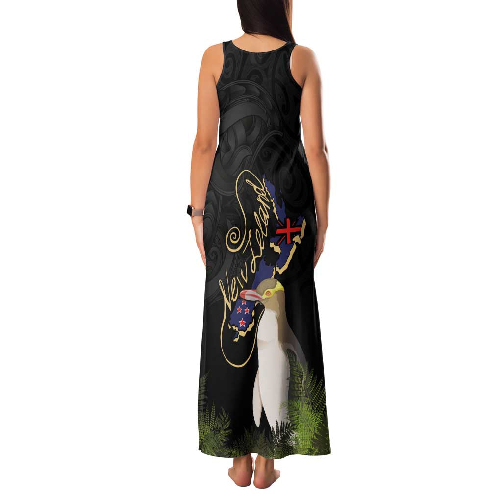 New Zealand Hoiho Family Matching Tank Maxi Dress and Hawaiian Shirt Maori Art Tattoo and Silver Fern LT03 - Polynesian Pride