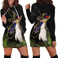 New Zealand Hoiho Hoodie Dress Maori Art Tattoo and Silver Fern LT03 - Polynesian Pride