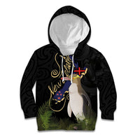 New Zealand Hoiho Kid Hoodie Maori Art Tattoo and Silver Fern
