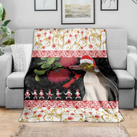New Zealand Merry Christmas Blanket Hoiho Xmas - Haka Dance and Pohutukawa