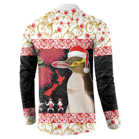 New Zealand Merry Christmas Button Sweatshirt Hoiho Xmas - Haka Dance and Pohutukawa LT03 - Polynesian Pride