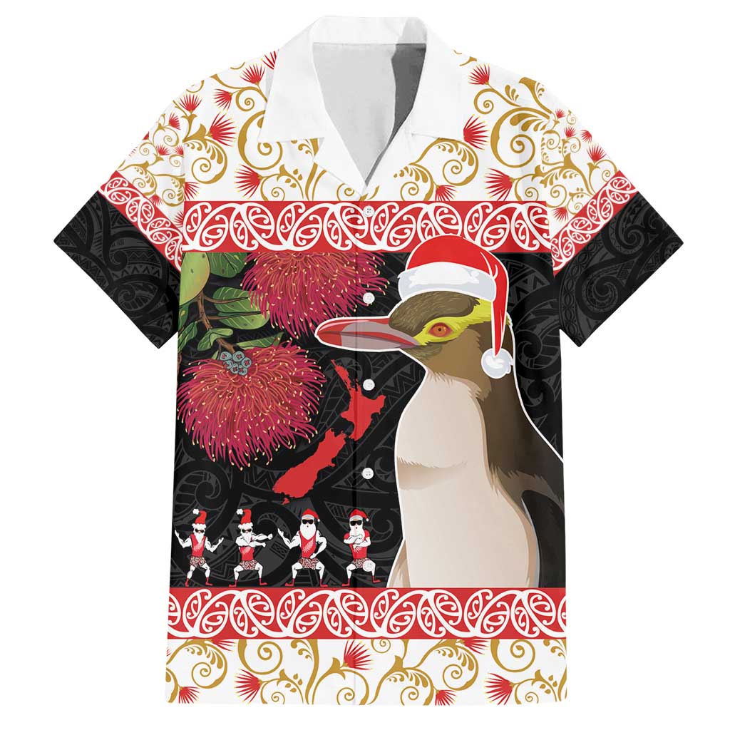 New Zealand Merry Christmas Family Matching Long Sleeve Bodycon Dress and Hawaiian Shirt Hoiho Xmas - Haka Dance and Pohutukawa