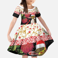 New Zealand Merry Christmas Family Matching Off The Shoulder Long Sleeve Dress and Hawaiian Shirt Hoiho Xmas - Haka Dance and Pohutukawa