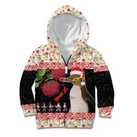 New Zealand Merry Christmas Kid Hoodie Hoiho Xmas - Haka Dance and Pohutukawa