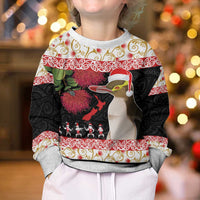 New Zealand Merry Christmas Kid Ugly Christmas Sweater Hoiho Xmas - Haka Dance and Pohutukawa