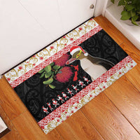 New Zealand Merry Christmas Rubber Doormat Hoiho Xmas - Haka Dance and Pohutukawa LT03 - Polynesian Pride