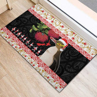 New Zealand Merry Christmas Rubber Doormat Hoiho Xmas - Haka Dance and Pohutukawa LT03 - Polynesian Pride