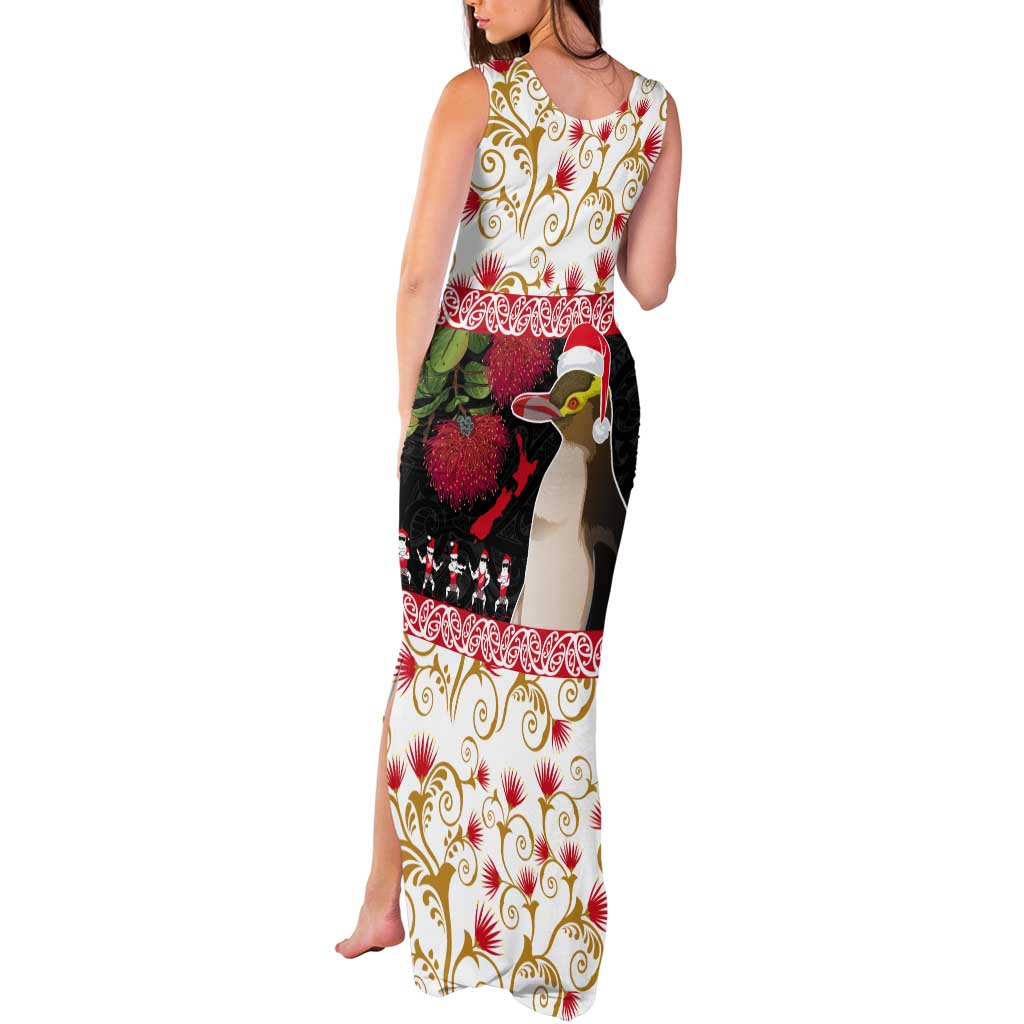 New Zealand Merry Christmas Tank Maxi Dress Hoiho Xmas - Haka Dance and Pohutukawa