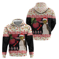 New Zealand Merry Christmas Zip Hoodie Hoiho Xmas - Haka Dance and Pohutukawa