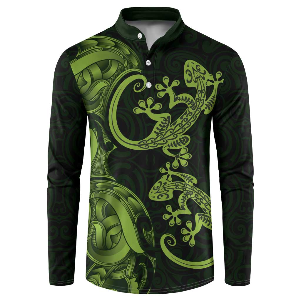 New Zealand Gecko Maori Art Tattoo Button Sweatshirt