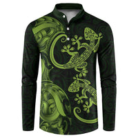 New Zealand Gecko Maori Art Tattoo Button Sweatshirt