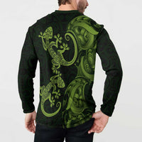 New Zealand Gecko Maori Art Tattoo Button Sweatshirt