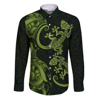 New Zealand Gecko Maori Art Tattoo Family Matching Off The Shoulder Long Sleeve Dress and Hawaiian Shirt