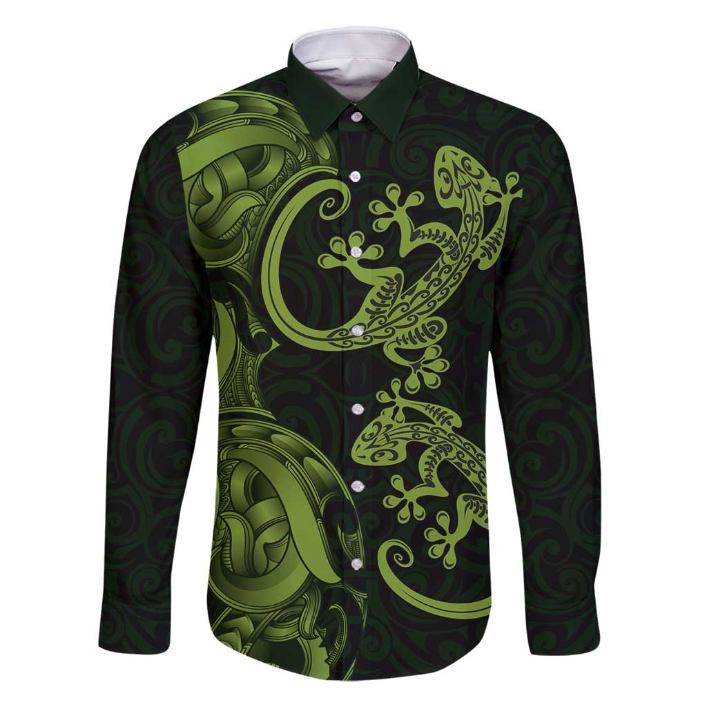 New Zealand Gecko Maori Art Tattoo Family Matching Tank Maxi Dress and Hawaiian Shirt