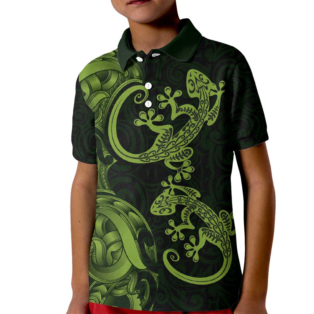 New Zealand Gecko Maori Art Tattoo Kid Polo Shirt