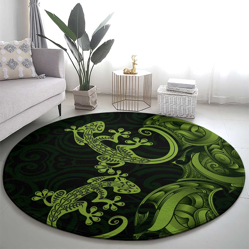 New Zealand Gecko Maori Art Tattoo Round Carpet LT03 - Polynesian Pride