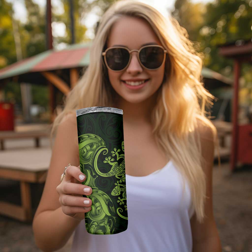 New Zealand Gecko Maori Art Tattoo Skinny Tumbler